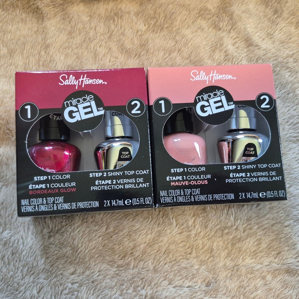 Sally Hansen Miracle Gel Nail Polish Duo Set Bordeaux Glow Mauve-olous 2 Packs
